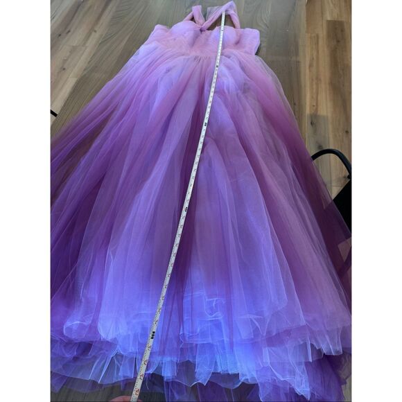Mac Duggal 20553 Purple Ombré Tulle Gown 14 Halter Prom Formal Evening Dress NWT - Picture 12 of 12